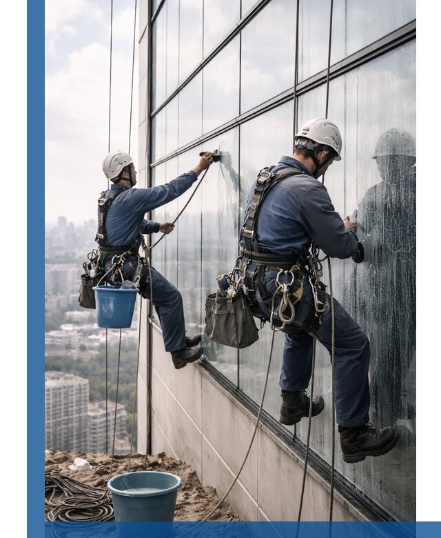 Профессиональная мойка фасадных окон альпинистами в Тынде