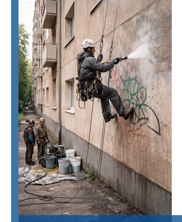 Удаление граффити с фасада в Тынде без следов и повреждений