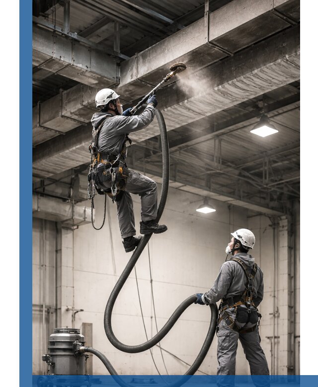 Обеспыливание потолочных конструкций в Тынде промышленным альпинизмом