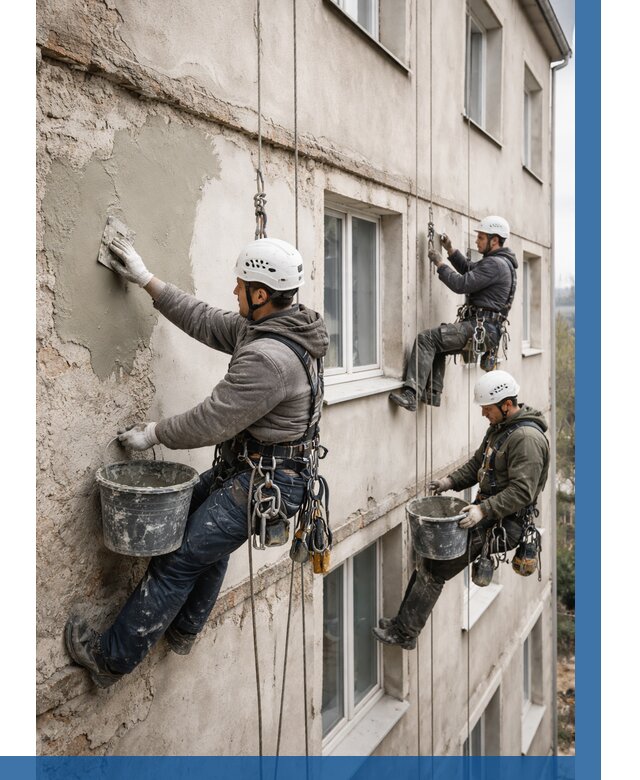 Ремонт штукатурного фасада в Тынде от 771 р. под ключ | ВЫСОТНИК-Тнд