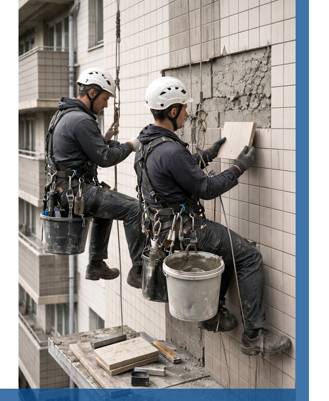 Ремонт облицовки фасада плиткой в Тынде от 1850 р. | ВЫСОТНИК-Тнд