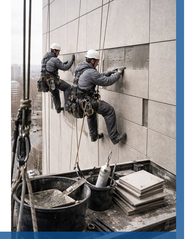 Ремонт фасада из керамогранита в Тынде от 2569 р. | ВЫСОТНИК-Тнд