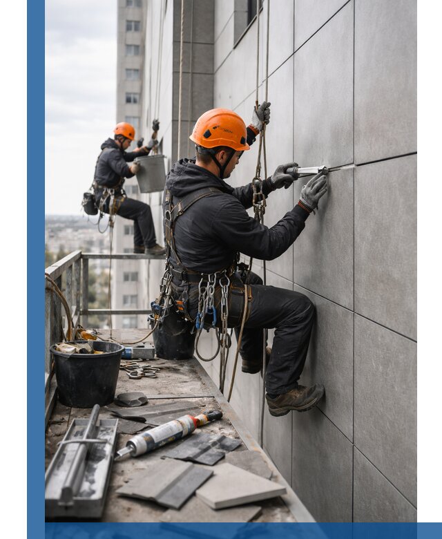 Профессиональный ремонт фасада из керамогранита в Тынде