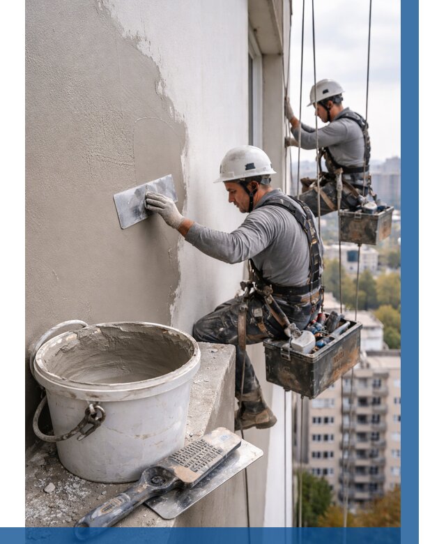Шпаклевка фасада на высоте в Тынде от 719 р. | ВЫСОТНИК-Тнд