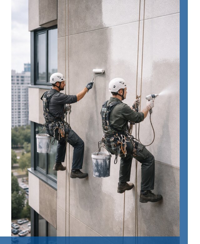 Покраска фасада альпинистами в Тынде от 308 р. | ВЫСОТНИК-Тнд