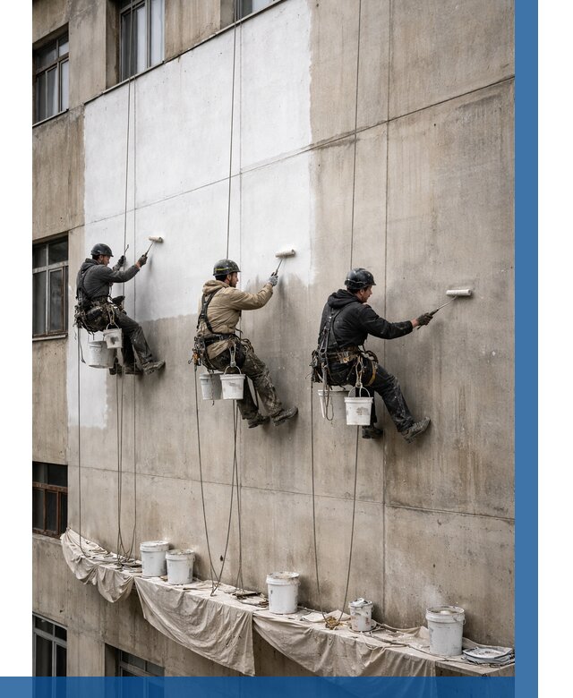 Покраска бетонного фасада в Тынде от 360 р за м2 | ВЫСОТНИК-Тнд