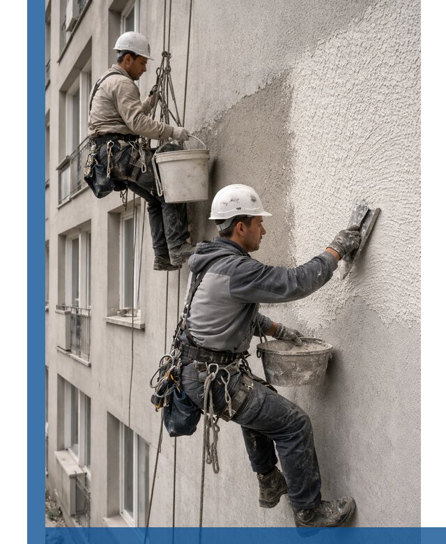 Нанесение декоративной штукатурки короед на фасад в Тынде