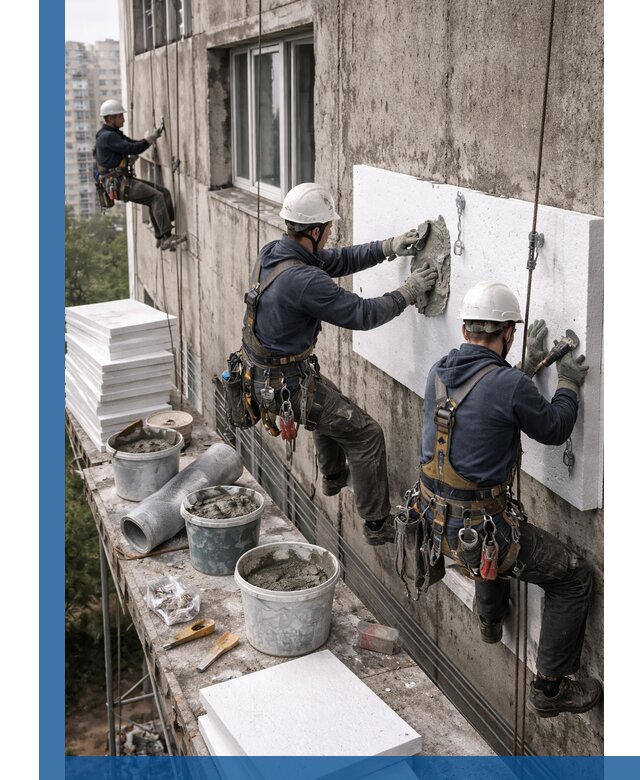 Утепление фасада пенополистиролом в Тынде под ключ