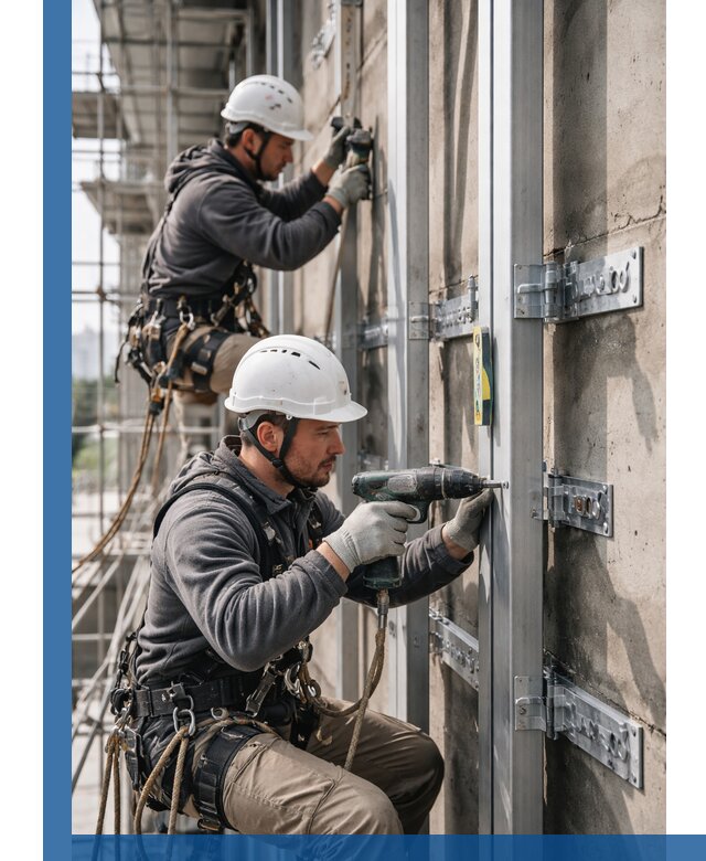 Монтаж и крепление подсистемы вентфасада в Тынде