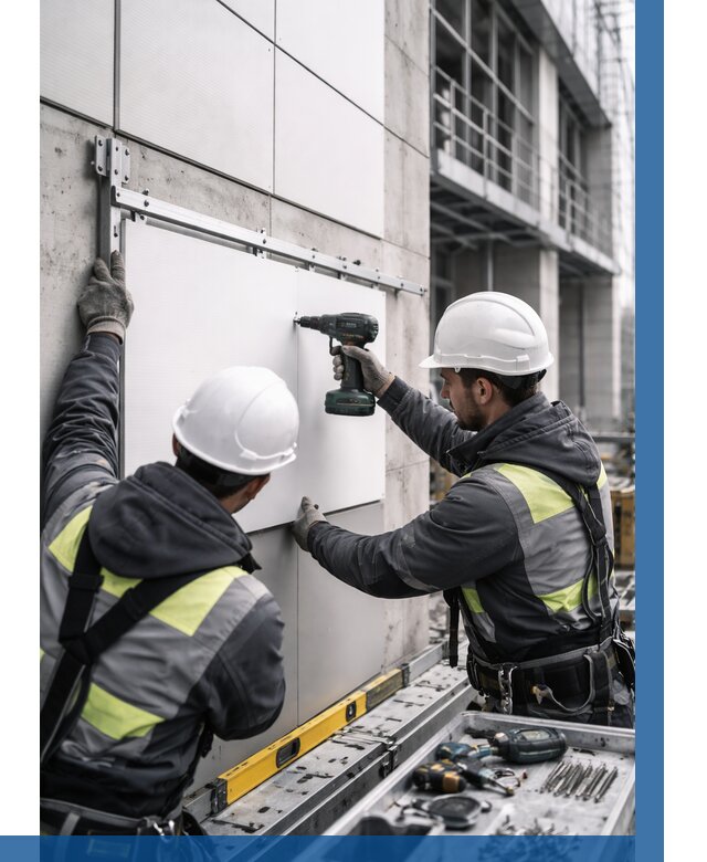 Монтаж композитных панелей фасада в Тынде от 2569 р. | ВЫСОТНИК-Тнд