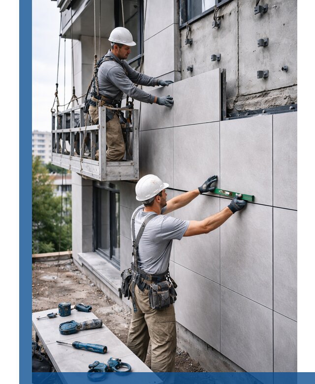 Монтаж керамогранита на фасад в Тынде под ключ с гарантией качества