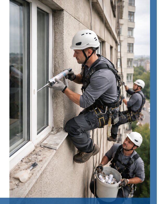 Герметизация оконных швов снаружи в Тынде от 1542 р. | ВЫСОТНИК-Тнд