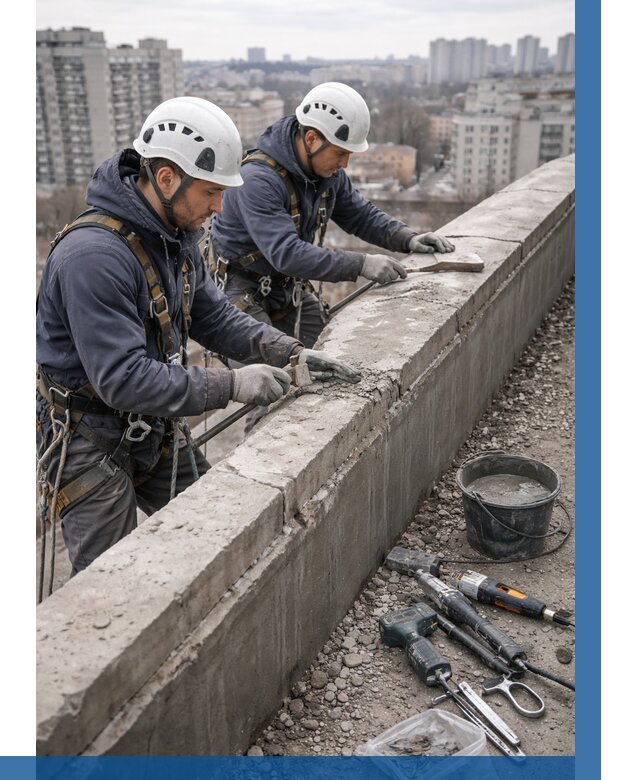 Ремонт парапета на кровле в Тынде от 1542 р. | ВЫСОТНИК-Тнд