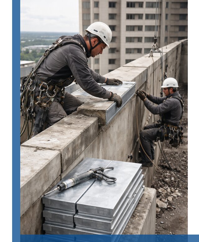 Замена парапетных крышек и установка новых в Тынде