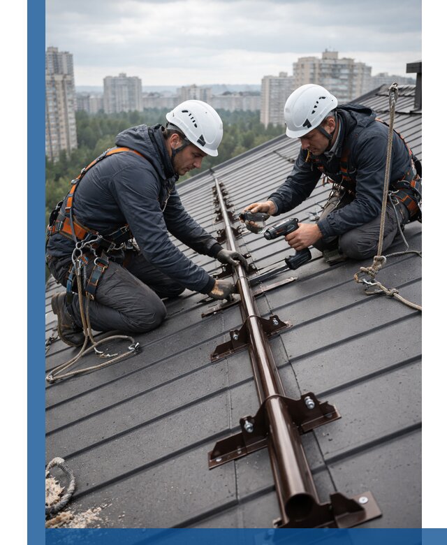 Монтаж снегозадержателей на кровле зданий в Тынде под ключ