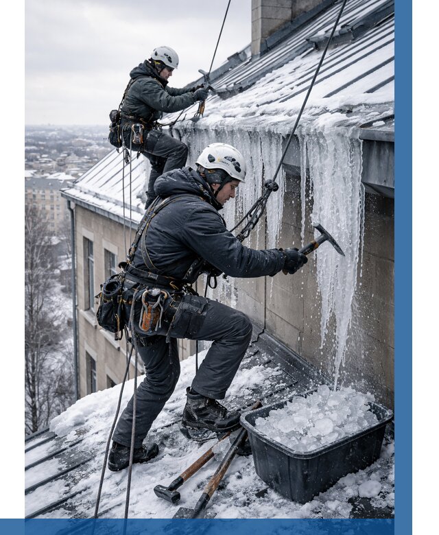 Удаление наледи с кровли в Тынде от 5652 р. | ВЫСОТНИК-Тнд