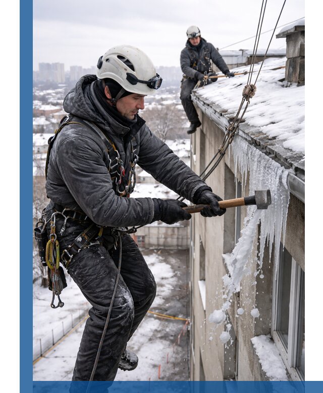 Сбивание и удаление сосулек с крыши в Тынде безопасно
