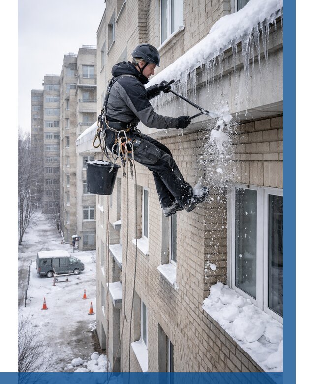 Удаление наледи с карнизов в Тынде от 360 р. | ВЫСОТНИК-Тнд