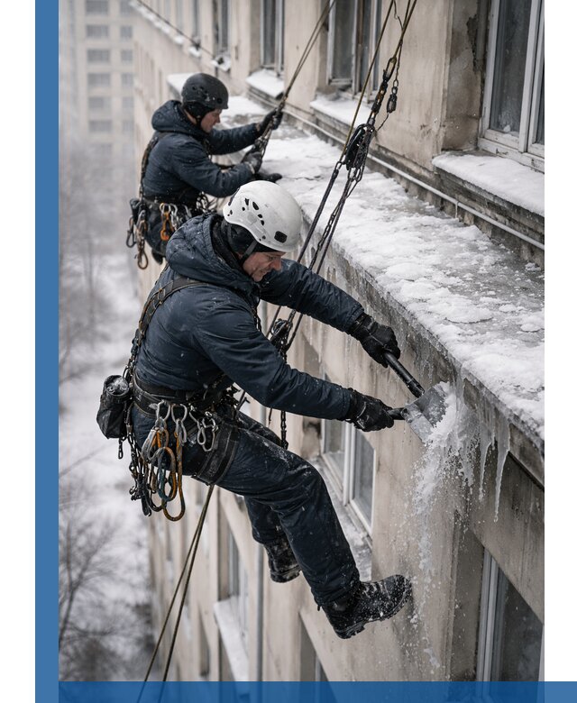 Удаление наледи и сосулек с карнизов в Тынде профессионально