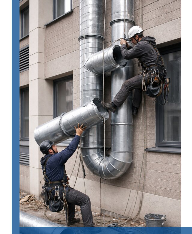 Монтаж фасадных воздуховодов в Тынде с герметизацией и крепежом