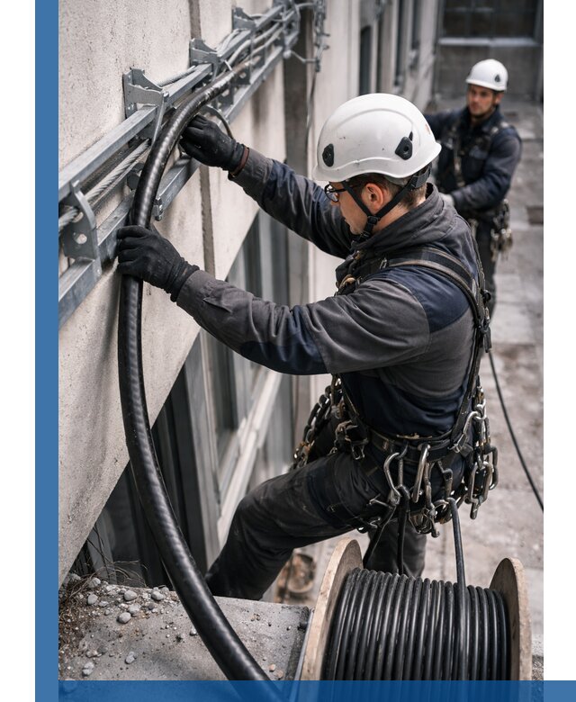 Протяжка кабеля питания на высоте в Тынде с гарантией безопасности и качества