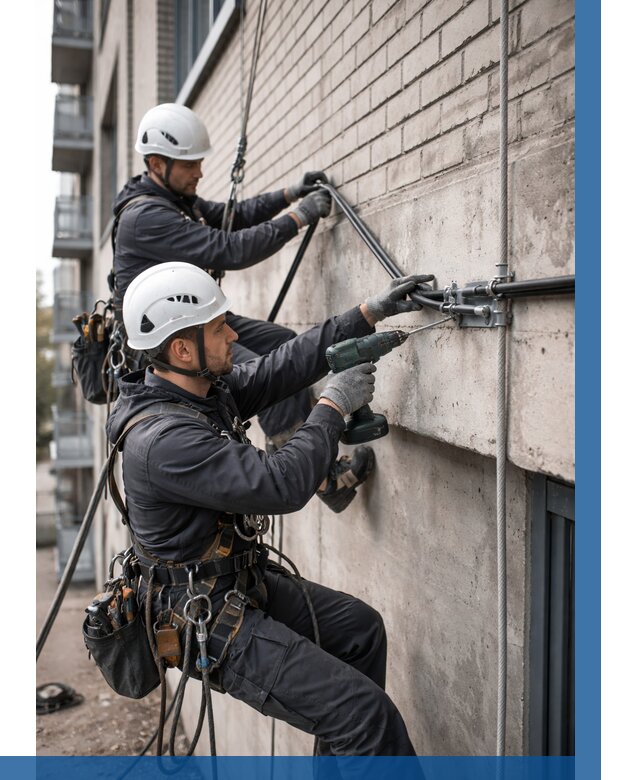 Крепление кабеля на фасаде в Тынде от 360 р. | ВЫСОТНИК-Тнд