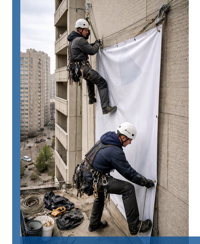 Профессиональный монтаж баннеров на фасаде в Тынде