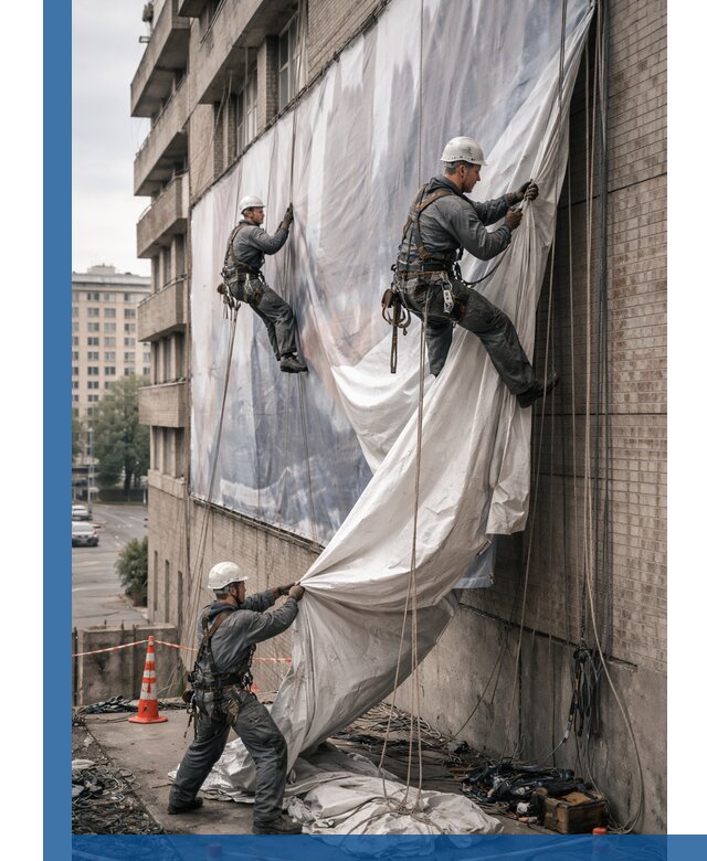 Демонтаж баннеров с фасада в Тынде оперативно и безопасно