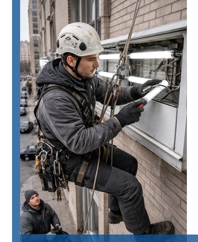 Профессиональная замена ламп в наружной вывеске в Тынде