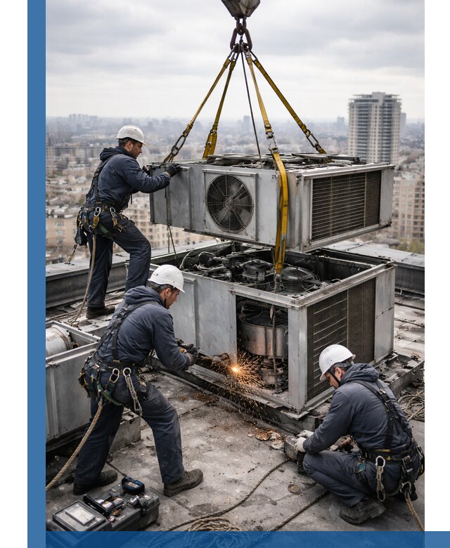 Демонтаж крышной установки в Тынде любой сложности