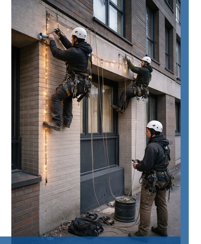 Монтаж гирлянд на фасаде в Тынде от 3597 р. | ВЫСОТНИК-Тнд