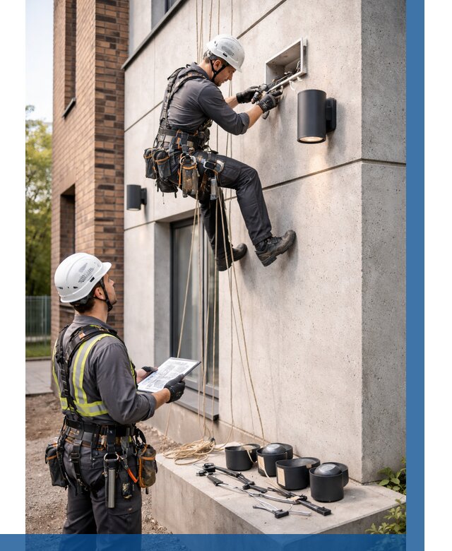 Монтаж фасадного освещения в Тынде от 2569 р. | ВЫСОТНИК-Тнд