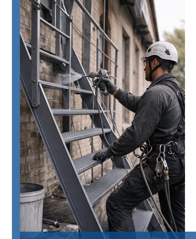 Покраска и антикоррозионная защита пожарных лестниц в Тынде