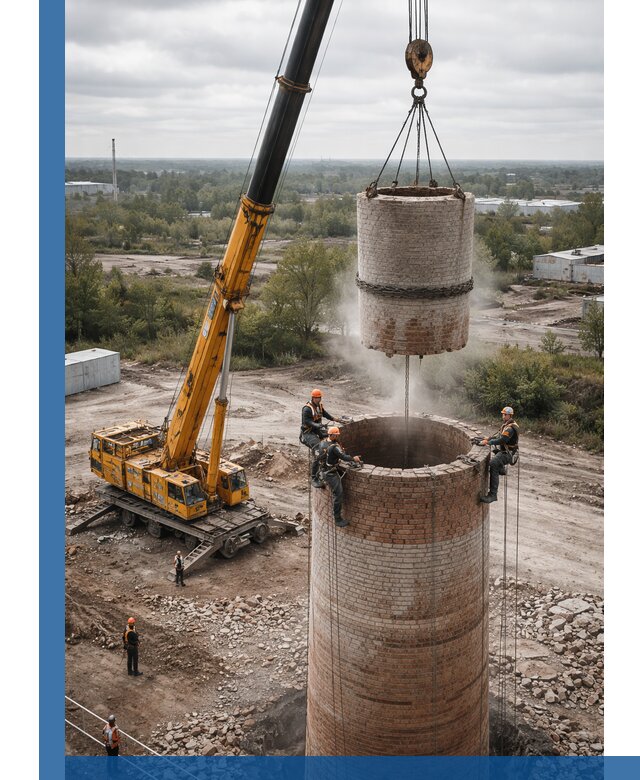 Демонтаж дымовой трубы в Тынде с гарантиями безопасности