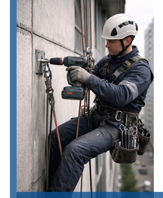 Установка анкерных точек для высотных работ в Тынде